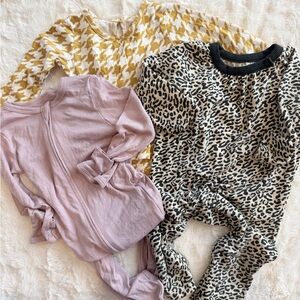 Baby Girl Lot 6-9 months.  Leopard Print, Purple, Yellow Houndstooth Long sleeve